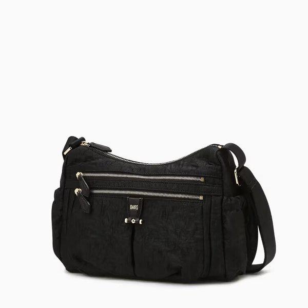 AK Bundang店 ハンドバッグ ブラック ロゴ装飾 レザー クロスバッグ DCBA6E501BK