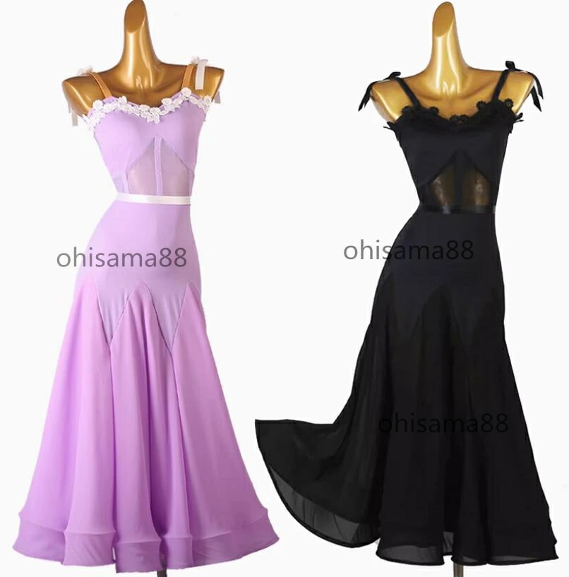 人気モダンドレス 可愛い ワンピース 試合 発表会ドレス 社交ダンスドレス ダンスウェア 大きい裾 練習着 ワルツ 競技用のドレス レディース スタンダードドレス ヴィーナス 着痩せ 社交ダンス衣装