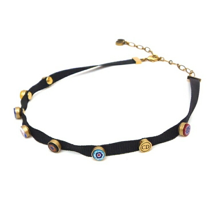 Christian Dior ﾘﾎﾞﾝﾁｮｰｶｰ 黒ｺﾞｰﾙﾄﾞﾏﾙﾁ 【中古】(57083)