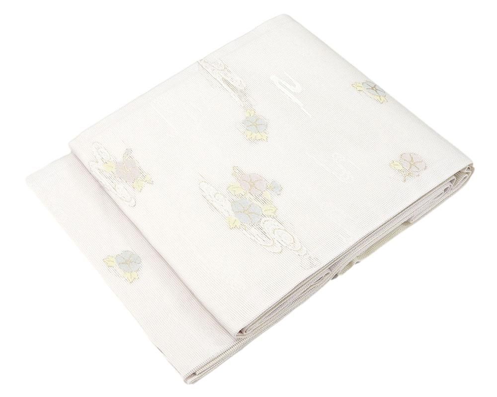 夏物 袋帯 新品仕立済 正絹 夏物 京都イシハラ謹製 雲取朝顔模様 袋帯 新品 仕立て上がり