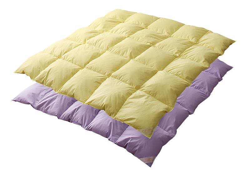 カラフル羽根掛け布団 2枚セット ダブル ミルキーイエローxラベンダー