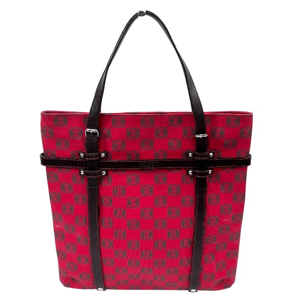 ロエベ LOEWE アナグラム レッド バッグ ハンドバッグ レディース 【中古】