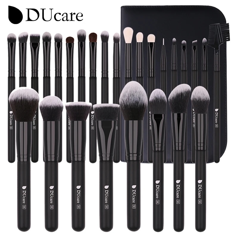Ducare-プロのメイクブラシ,ファンデーションパウダー,人工毛,黒 DF2725-BG09 -(27Pcs)