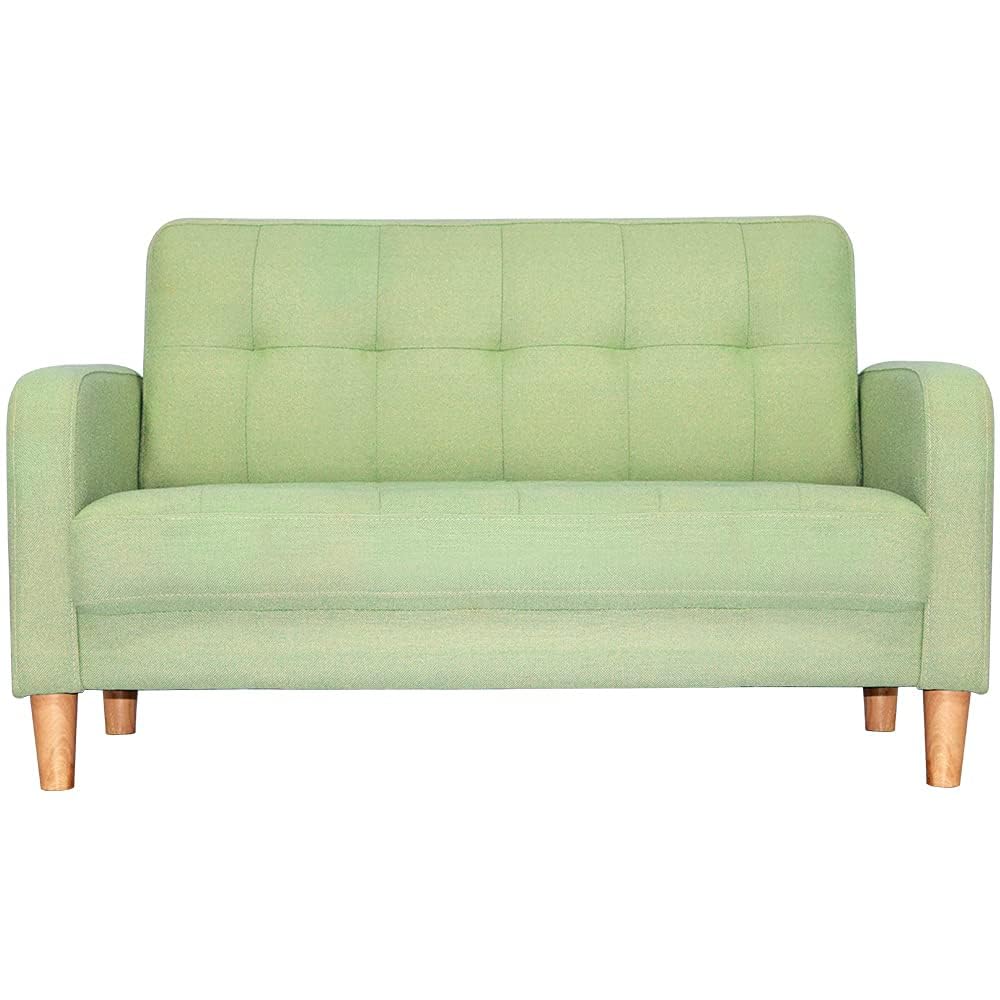 ソファ ソファー 2人掛け 肘付き ファブリック 天然木脚 リビングソファ ロボット掃除機も通れる 簡単組み立て おしゃれ かわいい 新生活 北欧スタイル ソファベッド 幅約110cm (グリーン)