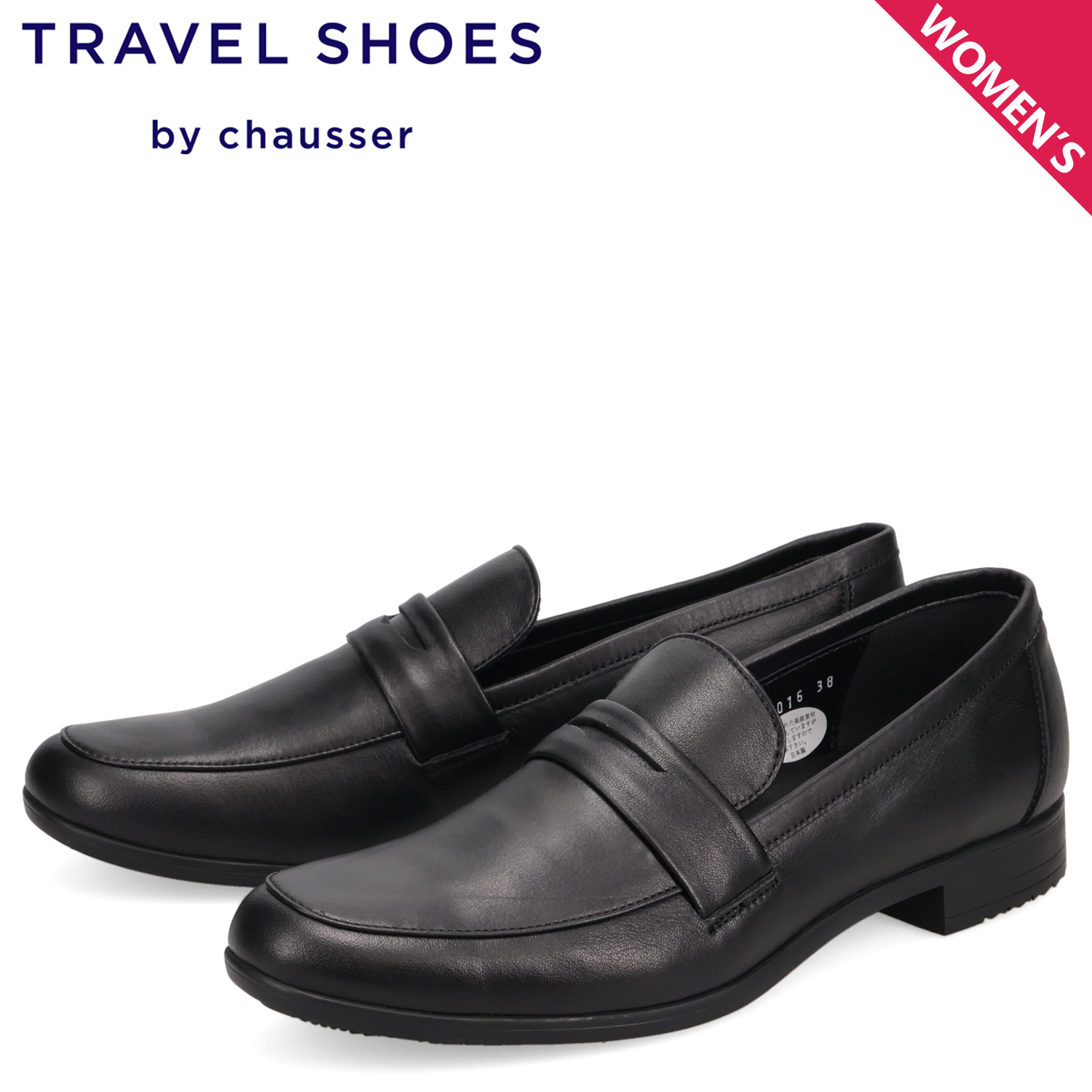 トラベル シューズ ローファー レディース 本革 Eワイズ 日本製 ブラック 黒 TR-016