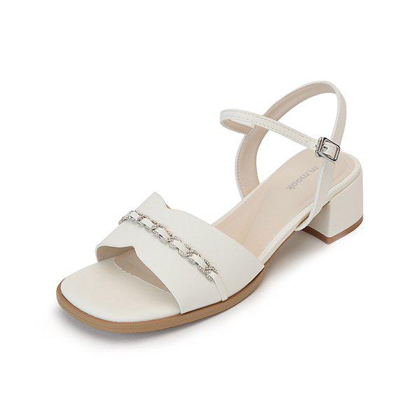 M. A. Ba クリスタル チェーン サンダル アイボリー 516623503ZQ