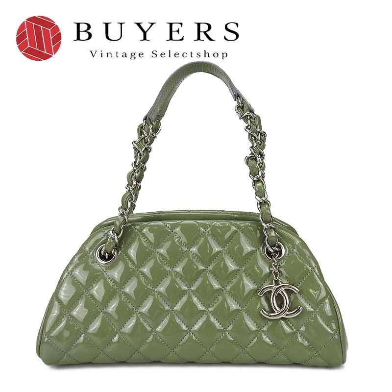 中古 シャネル チェーンハンドバッグ マドモアゼル ココマーク グリーン CHANEL GREEN 緑色 14番台 エナメル シルバー金具 レディース 女性 Chain Hand Bag Shoul