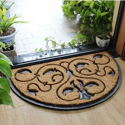 おしゃれな玄関マット！45*75cm 8タイプ 玄関 マット 屋外 オシャレ ココヤシ 半円型 屋外マット ドアマット 北欧 シンプル ラバー ゴム カーペット ラグ 泥落とし 滑り止めec048t2