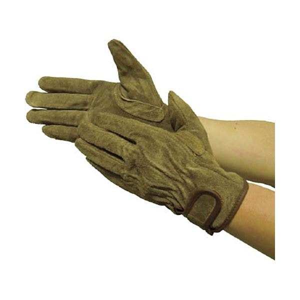 （まとめ）ユニワールド 革手工房 A級オイル牛床革 内綿マジック ブラウン M 1双[x5]