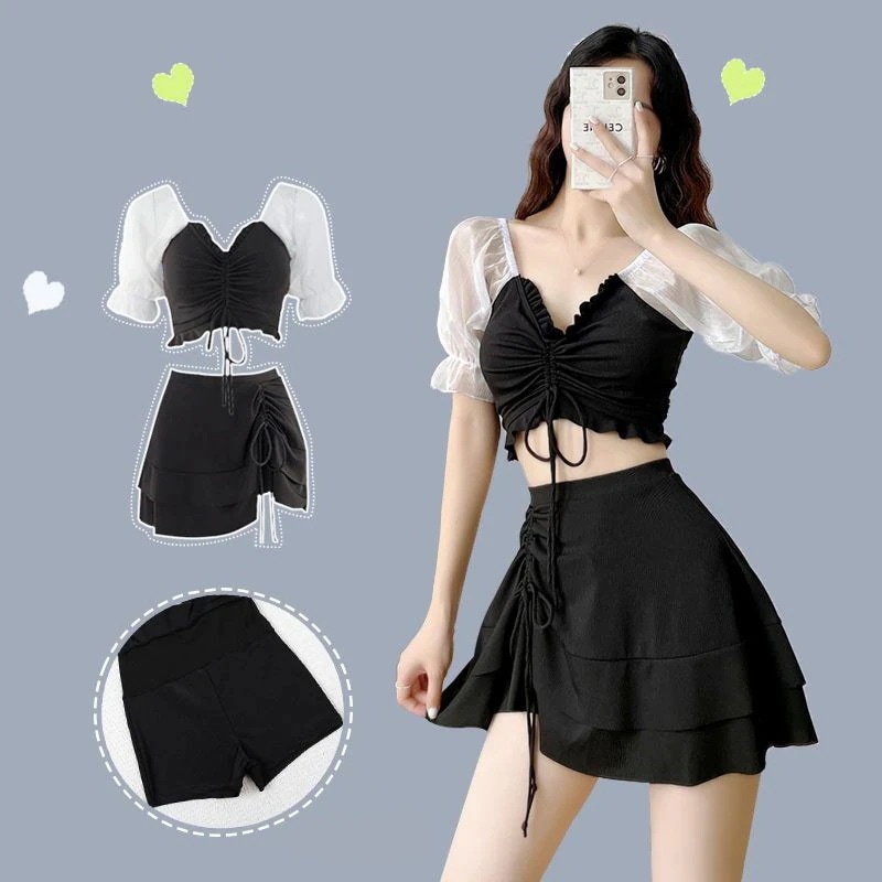 レディース水着 セクシー スリム見え 温泉 体型カバー 水着セット 韓国ファッション 可愛い パンチラ防止 2点セット