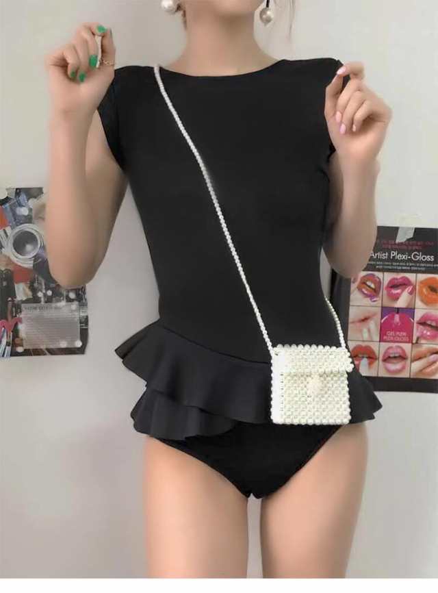 水着 スイムウェア レディース ワンピース 体型カバー スイムウェア ワンピース水着 セクシービキニ 体系カバー水着 ワンピース フリル 切り替えデザイン 伸縮性 胸元 谷間 谷間魅せ 盛れる 上下セ