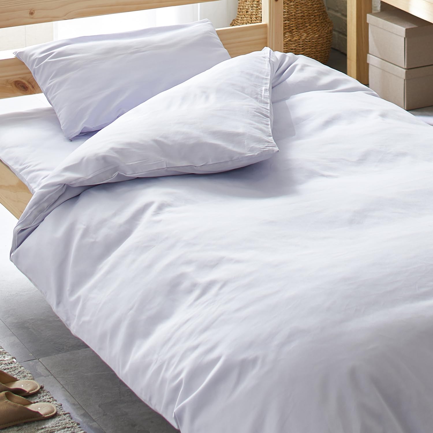 昭和西川 掛け布団カバー 綿100％ 日本製 サテン織 ネオカラー 無地 シングル シングルロング グレー