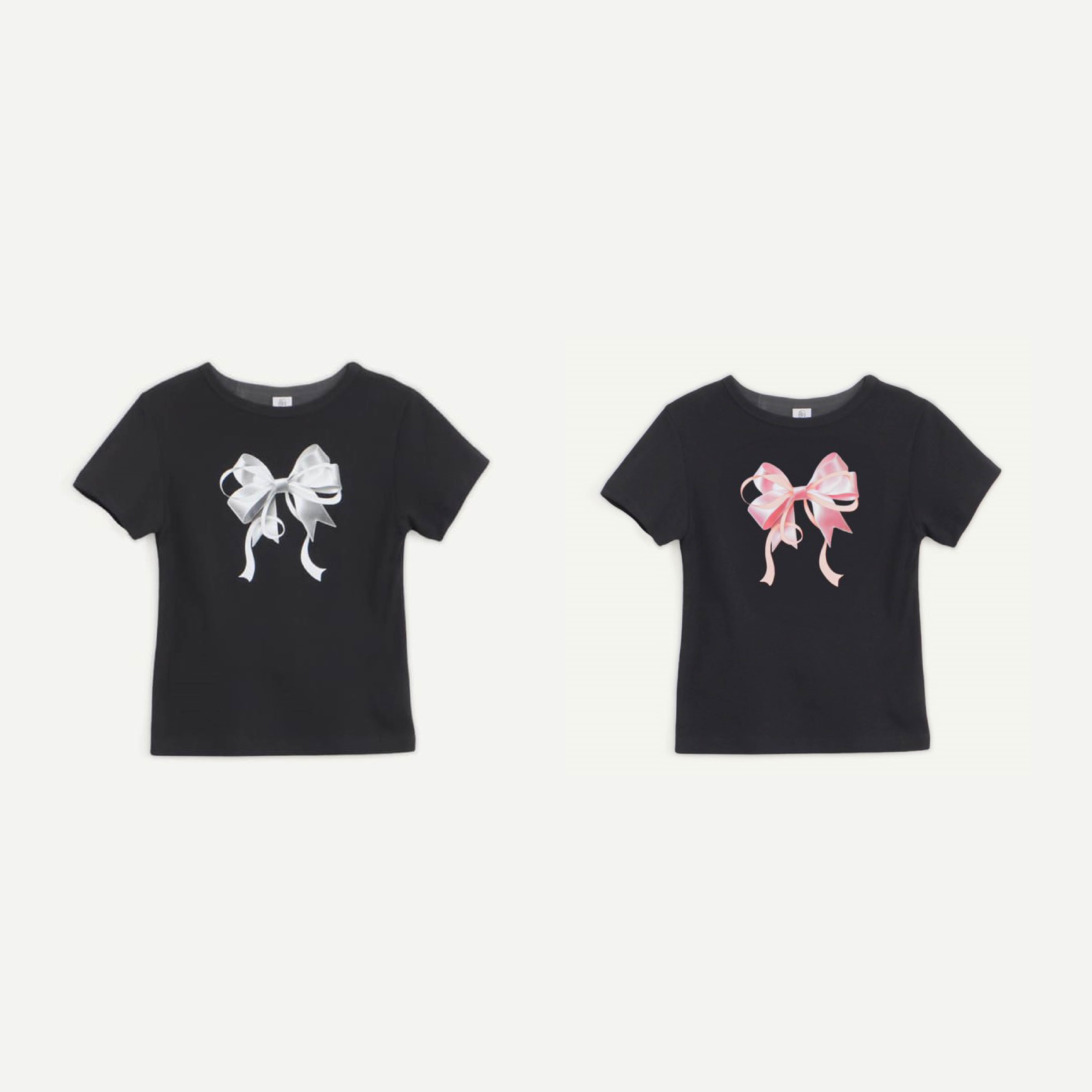 【2タイプ】 DOUBLE RIBBON SLIM CROP T SHIRT 2