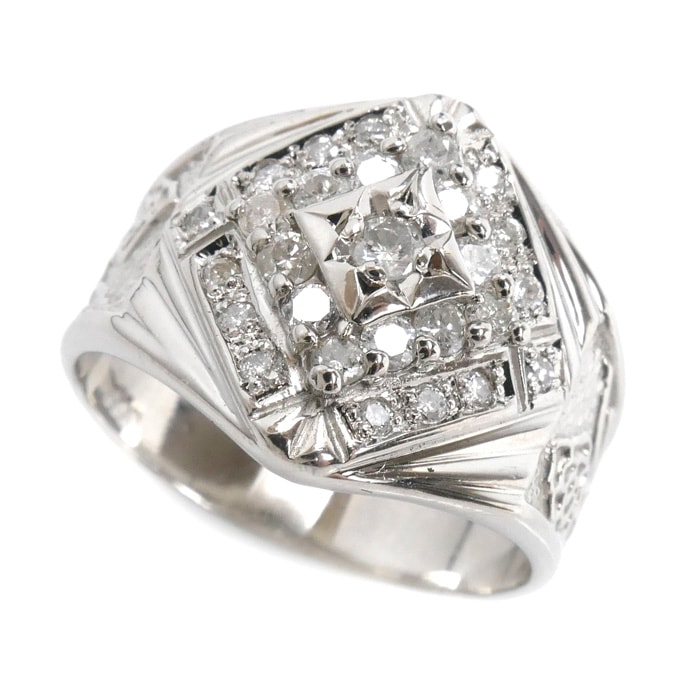 Pt900プラチナ ダイヤ リング・指輪 ダイヤモンド0.67ct 18号 10.6g レディース 中古