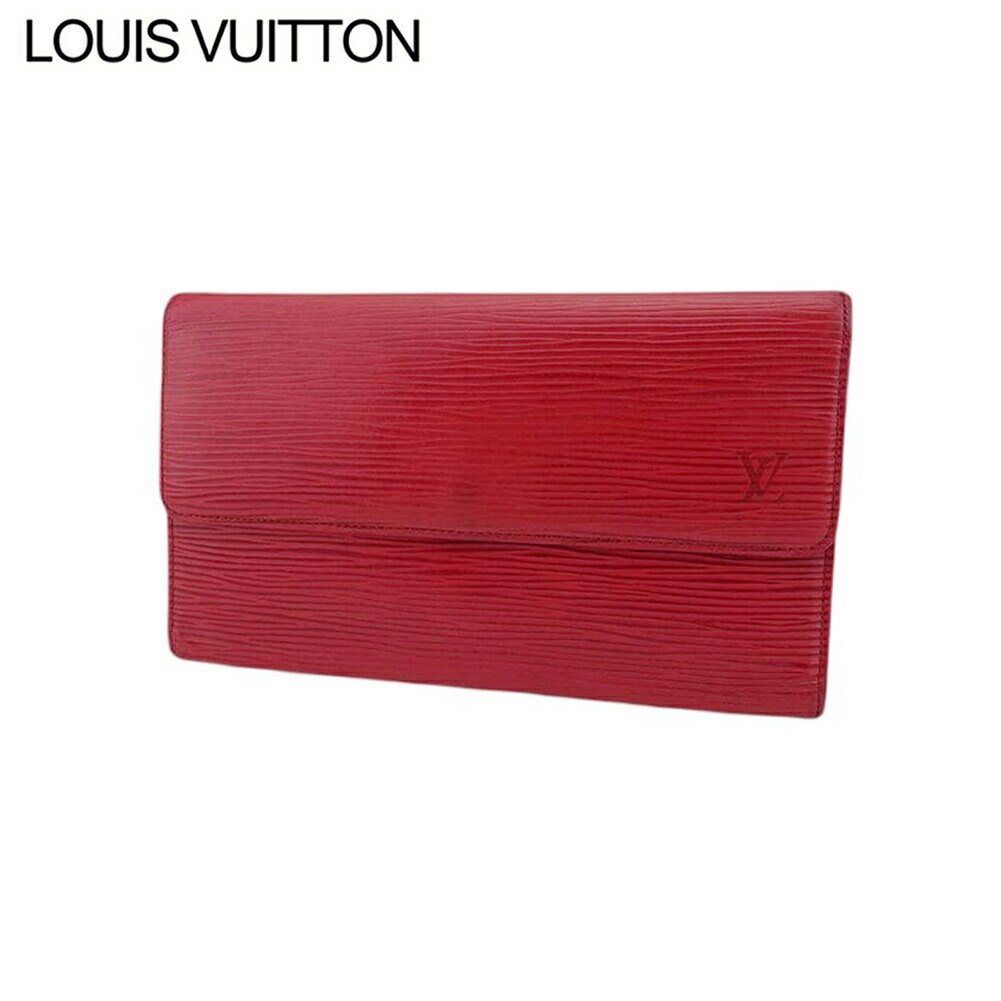 長財布 三つ折り 財布 エピ レディース メンズ ポルトトレゾールインターナショナル レッド 中古