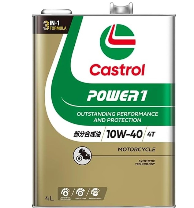 カストロール(Castrol) エンジンオイル POWER1 4T 10W-40 4L 二輪車4サイクルエンジン用部分合成油 MA2 Castr