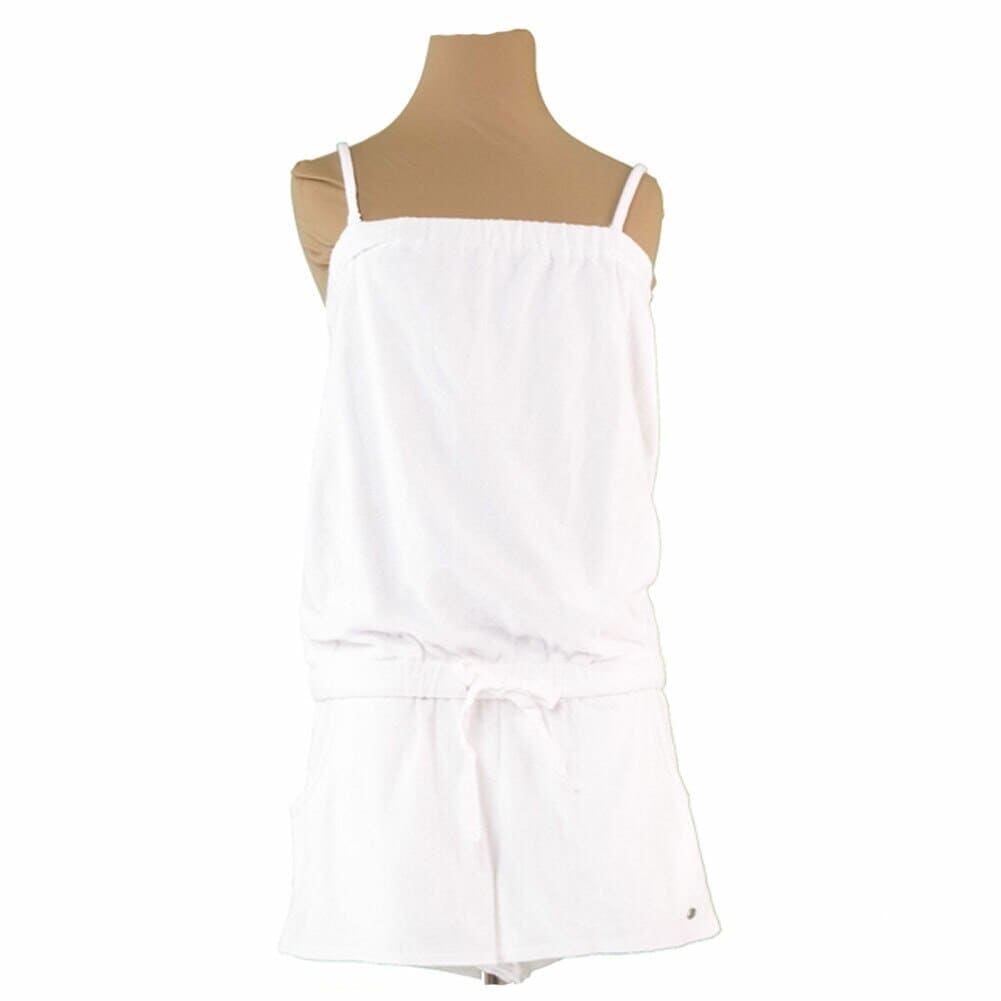 オールインワン ドロスト ベアトップ パイル ミニロゴプレート付き ホワイト 中古