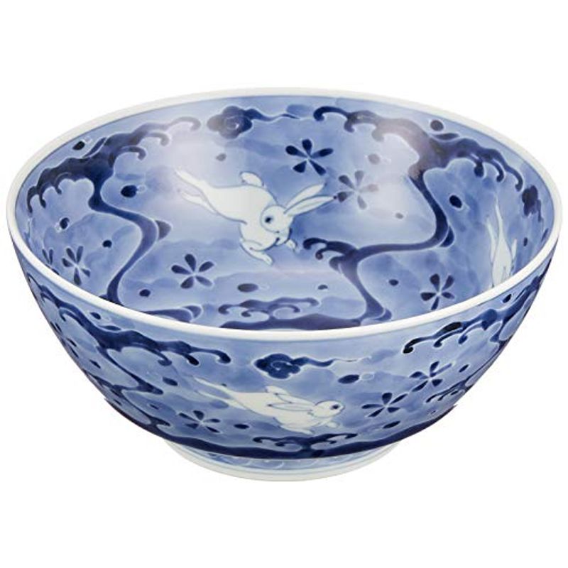有田焼 究極の ラーメン鉢 李荘窯 墨弾き波兎 R0159