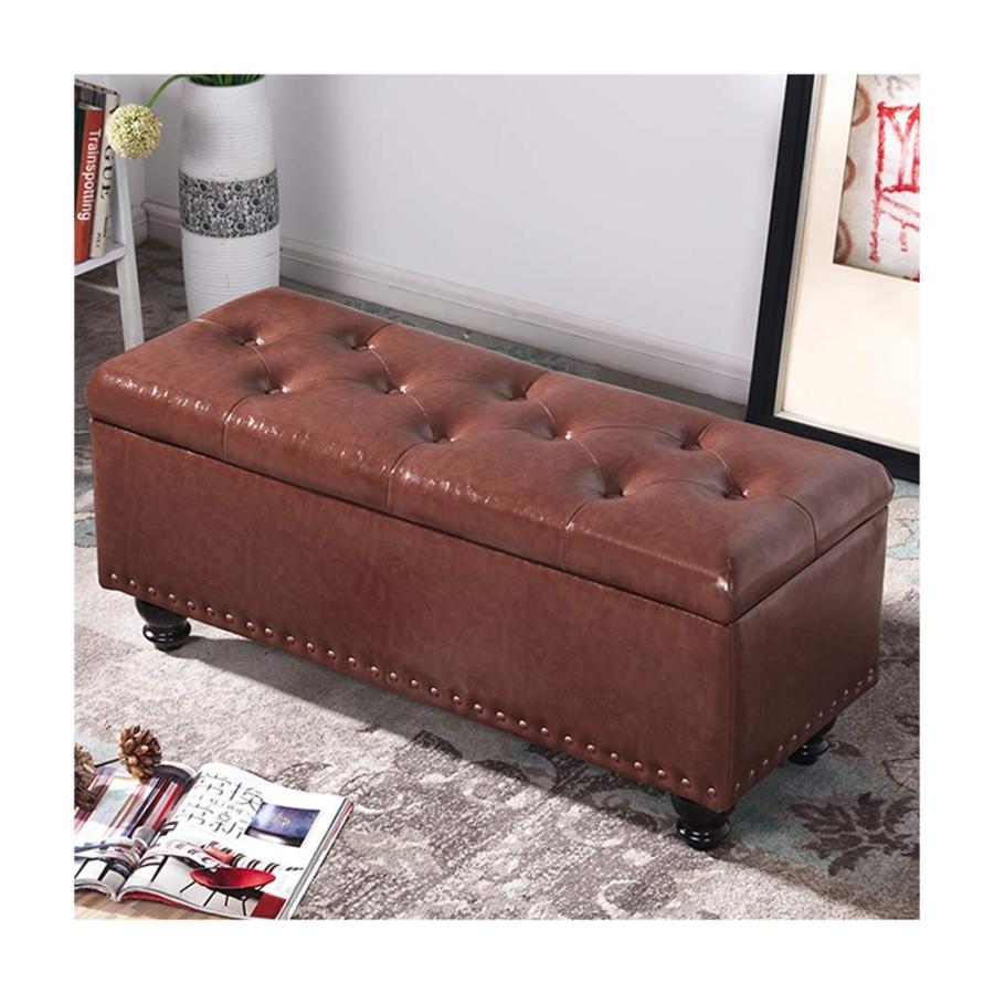 オットマンオットマンフェイクレザーオットマン取り外し可能なふた付きお手入れが簡単古くなった靴のベンチフットスツールストレージオットマンベンチ（色：ダー