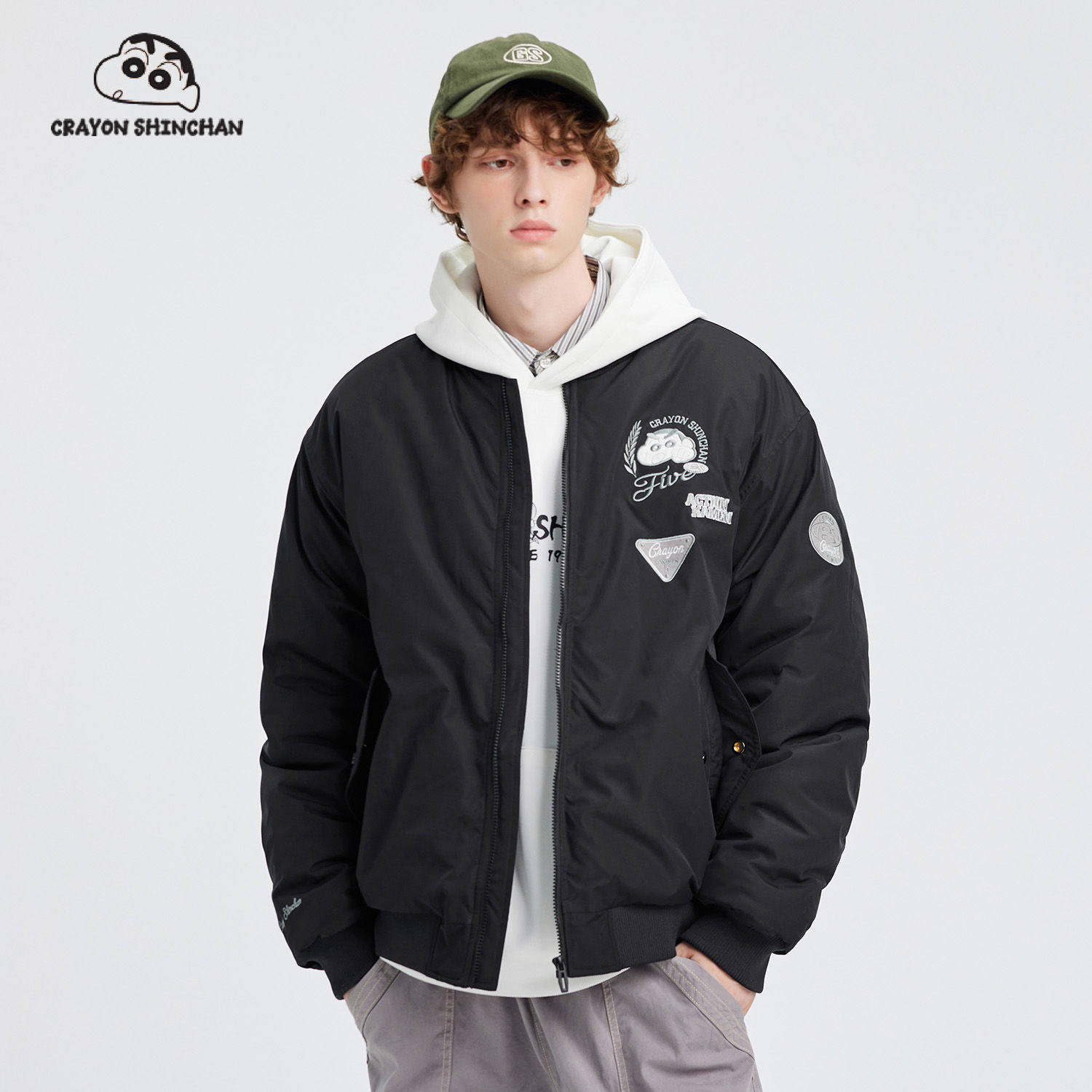 クレヨンしんちゃん綿服男女同項冬無帽立襟防寒防風保温潮流カップル野球コート