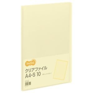 （まとめ） TANOSEE クリアファイル A4タテ 10ポケット 背幅8mm イエロー 1冊 50セット