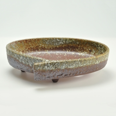 【盆栽鉢】寄せ植え鉢 茶窯変コンポート 11号【穴有り】幅33cm奥行21cm高さ9cm