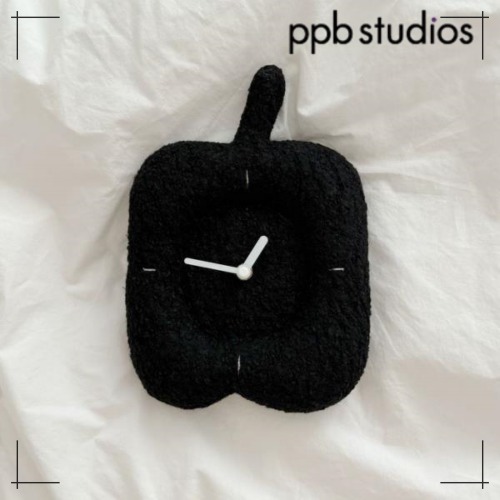 pppstudio 包装付静音 りんご 時計 Apple Clock_black 韓国雑貨 可愛い インテリア