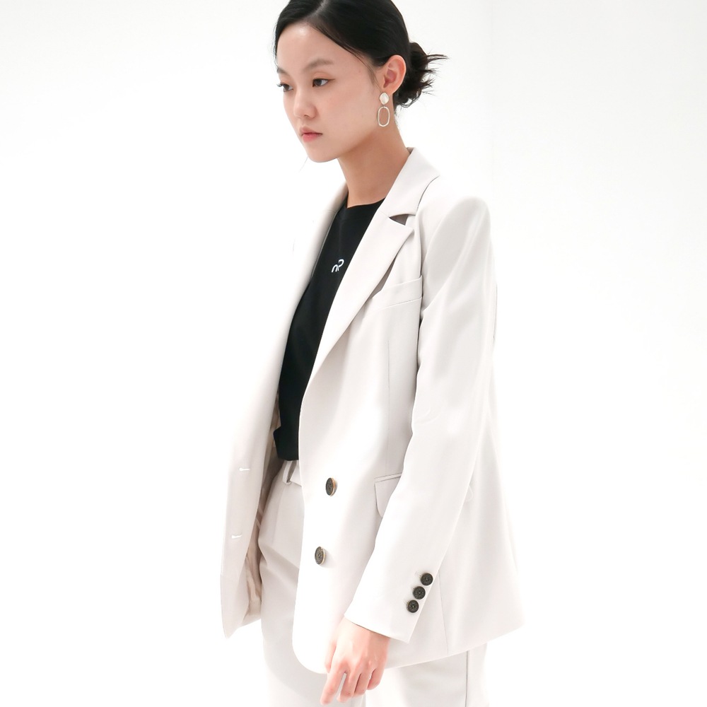 ACUD 2つボタンシングルジャケット_L.ベージュ