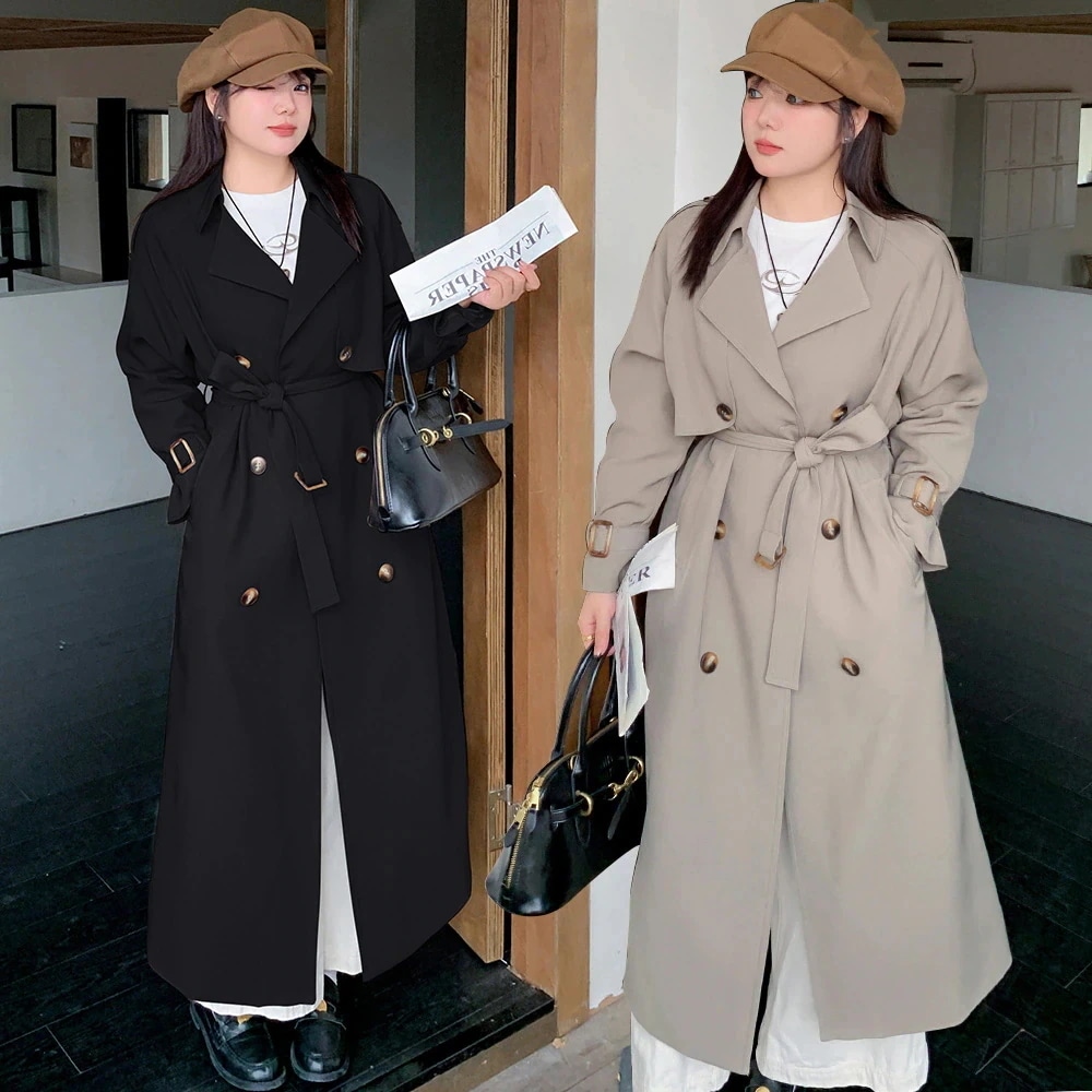 アウター ロングコート 帯付き 【ぽちゃまに】 2026秋新品 体型カバー 大きいサイズ トレンチコート チェスターコート レディース