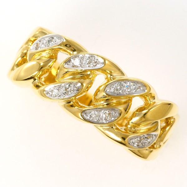 K18 18金 YGWG リング 12.5号 ダイヤ 0.07 カード鑑別書 ジュエリー 中古