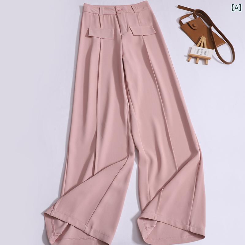 スラックス レディース ロング ハイエンド ダブル カバー ナロー スーツ 女性 ワイド レッグ パンツ 夏 ドレープ フロア レングス ストレート カジュアル パンツ