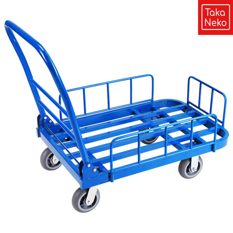 台車 折りたたみ カゴ付き台車 フェンス台車 大型 積載面90×60cm 耐荷重350kg 鋼製 軽量静音 回転可能 散落防止 固定ロープ付き 家庭用 防災用 業務用 多機能台