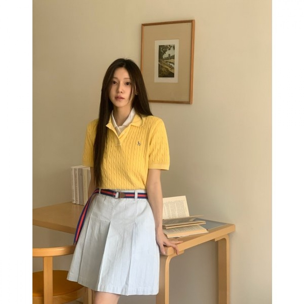 [25SS] [アイコニック] ガーメントダイイングコットンケーブルショートスリーブカラー HSSW5B401Y1