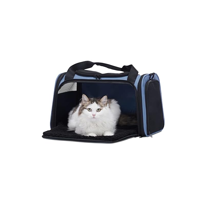 PETSFIT ペットキャリー バッグ 猫キャリー 中大型猫用小型犬うさぎ用 車載/ドライブ/キャンピング/旅行/通院/災害避難用 ブルー XLサイズ