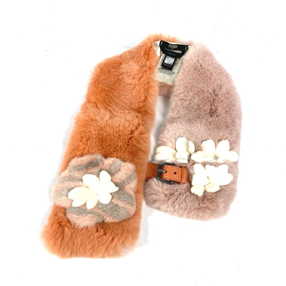 マフラー フラワー ティペット 花 アクセサリー ファー オレンジ