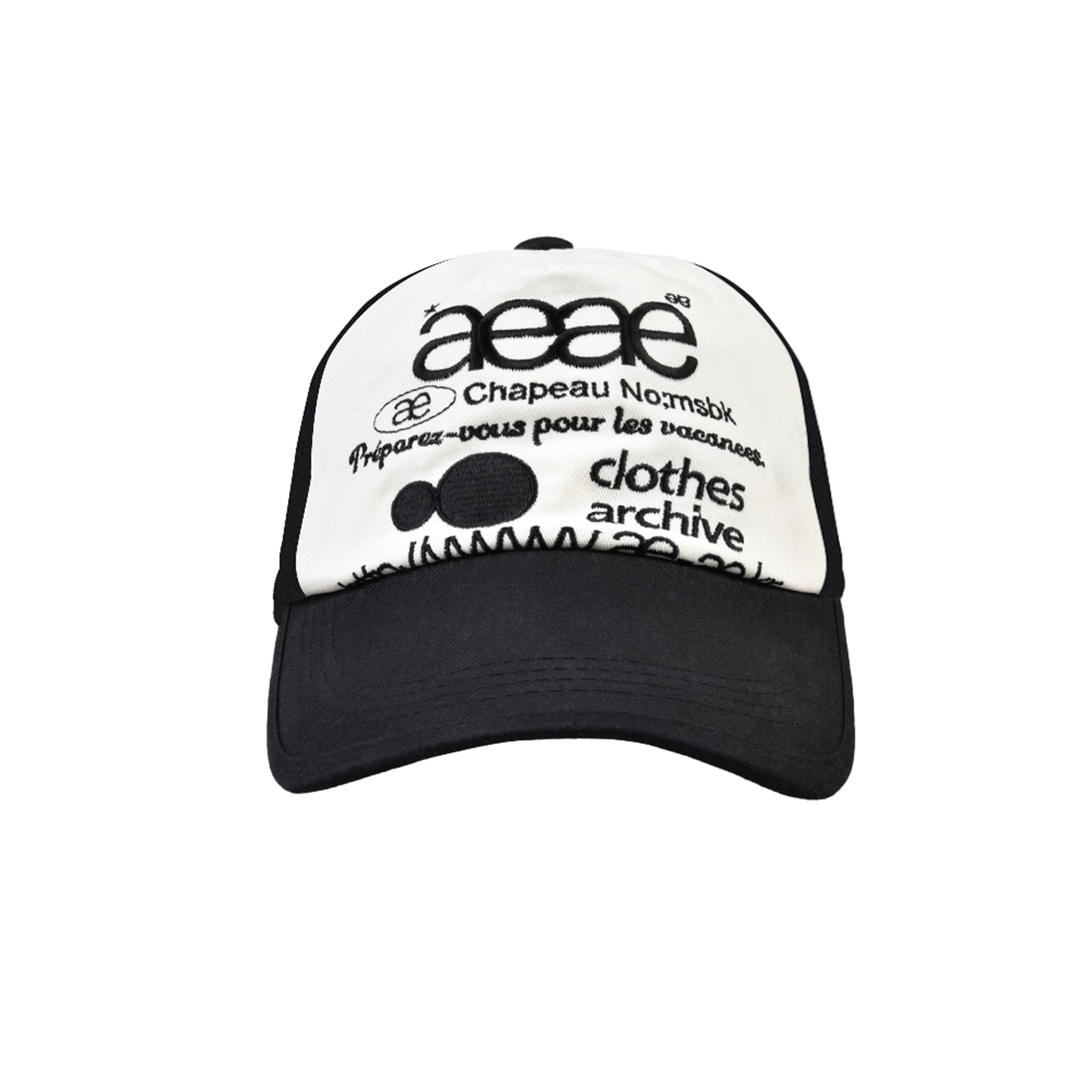 【aeae】 WEB LOGO TWO TONE BALL CAP : BLACK/WHITE