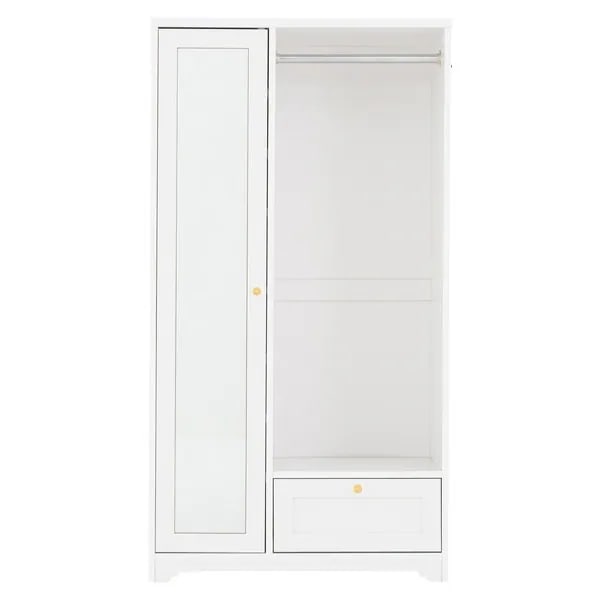 AN150-80H WH ANRI（アンリ）ハンガーラック（ミラー付き80cm幅） ホワイト メーカー直送