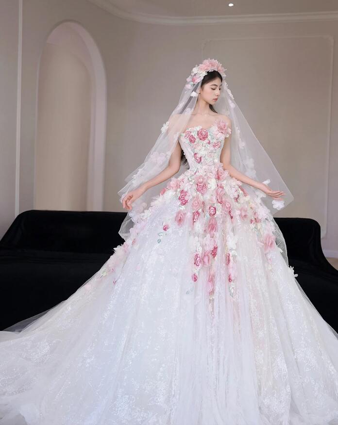 【人気商品超目玉】ロング丈ワンピース 花嫁ドレス 高級感 カラードレス お姫様 ウェディングドレス 可愛い 前撮りドレス 後撮り ワンピース きれいめ 結婚式ドレス 撮影 フォトウェディング 撮影