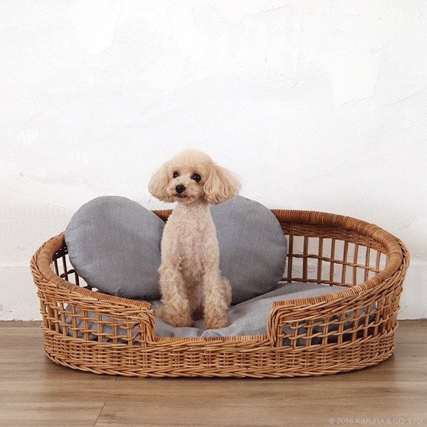 籐 ペットベッド クッション付 ラタン製 Natural rattan 幅73cm