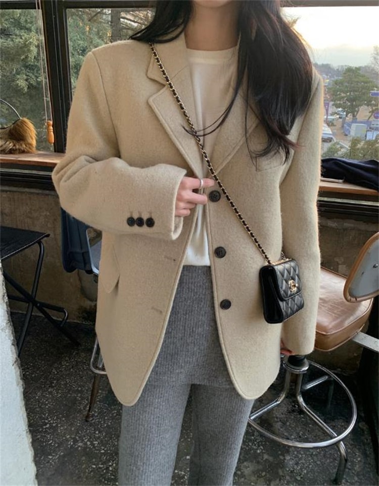 INSスタイル 冬着 ウール素材 ルーズコート 日常使いに便利