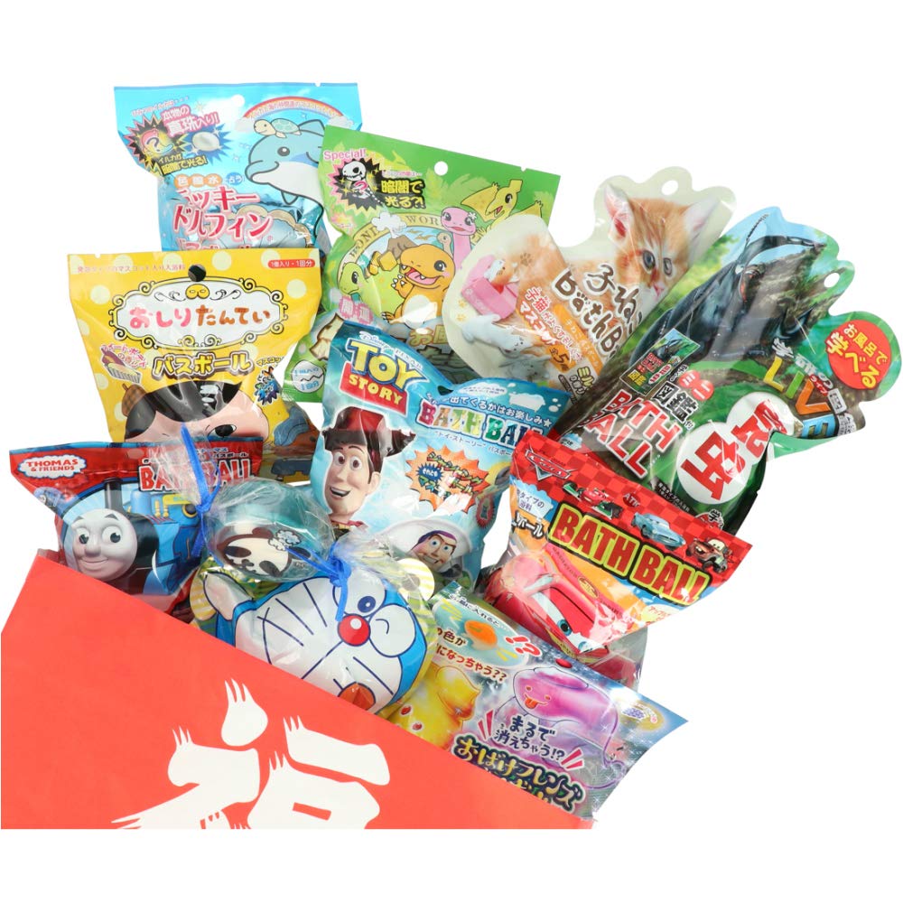男の子用 キャラクター バスボール 福袋 10個入り + パンダ石けんorフラワーバスペタル1個 詰め合わせ