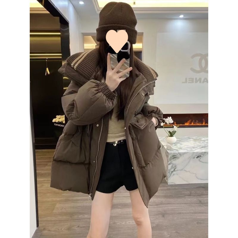 スタンドダウンフェザーレディースミディアムニット地合わせゆったり厚手コート 8,378円