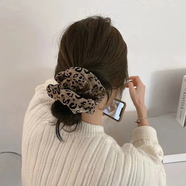 ヒョウ柄 シュシュ Qoo10] 韓国 ビッグシュシュ ヘアゴム ヒョウ柄