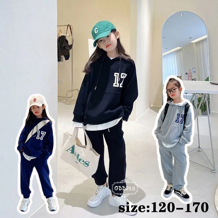 【即納】韓国子供服 セットアップ 女の子 パーカー 長ズボン 春秋 カジュアル ナチュラル 上下セット フード付き 長袖 スポーツウェア ゆったり キッズ こども 可愛い きれいめ ビーチ ブラック