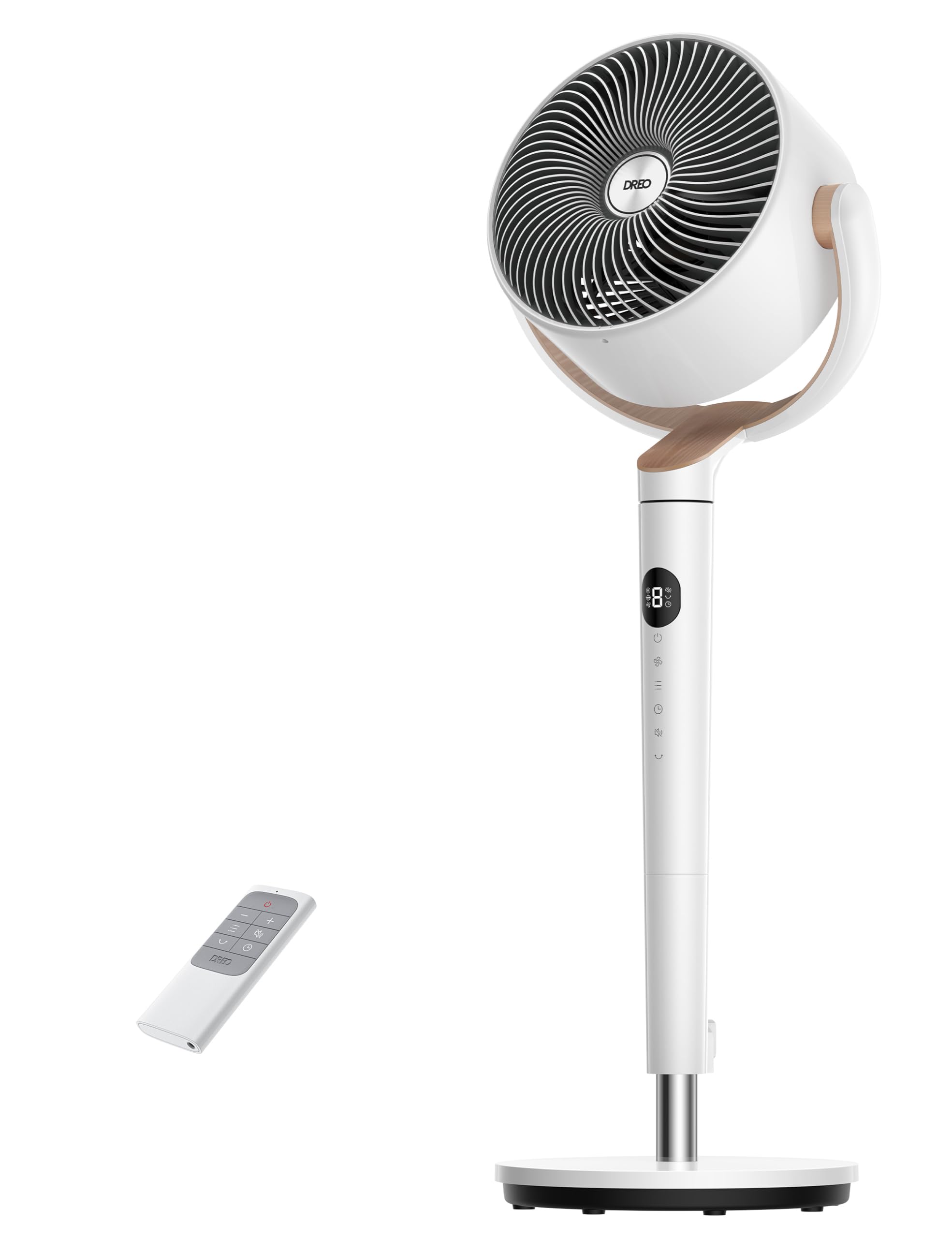 Dreo 扇風機 リビング DCモーター 120上下手動+120左右自動首振り 扇風機 サーキュレーター 静音 風量8段階調節 省エネ 8Hタイマー付き パワフル送風 89-101cm高さ調整可能