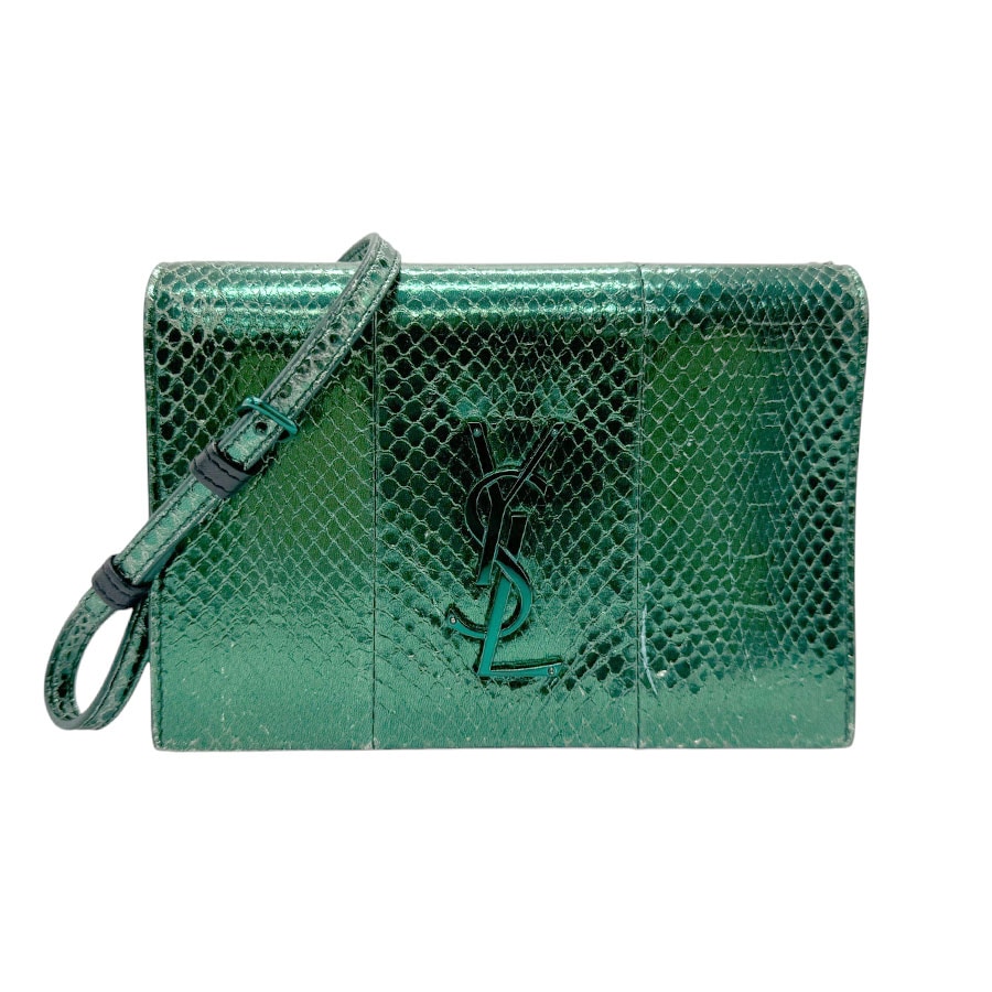 サンローラン SAINT LAURENT ショルダーバッグ 型押しレザー メタリックグリーン レディース 491152 n0757