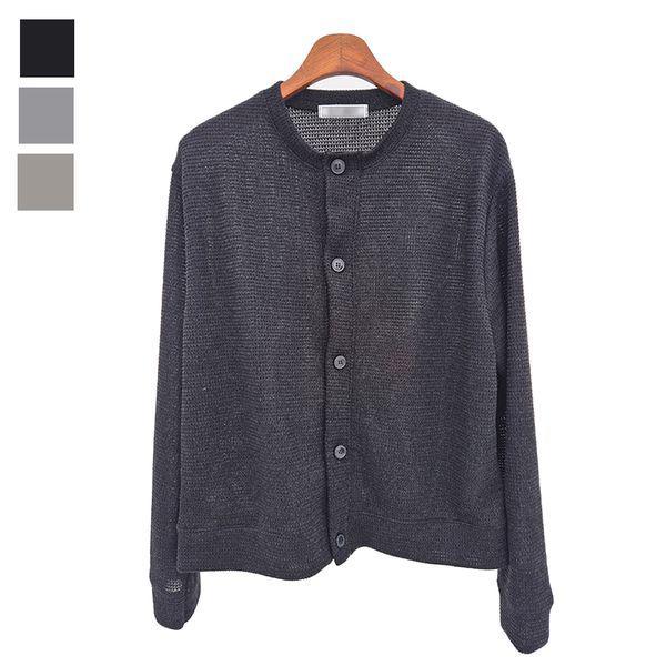 メンズオーニング 薄手 スカシ 長袖 カーディガン 5C CA Q112 グレー_P409162549