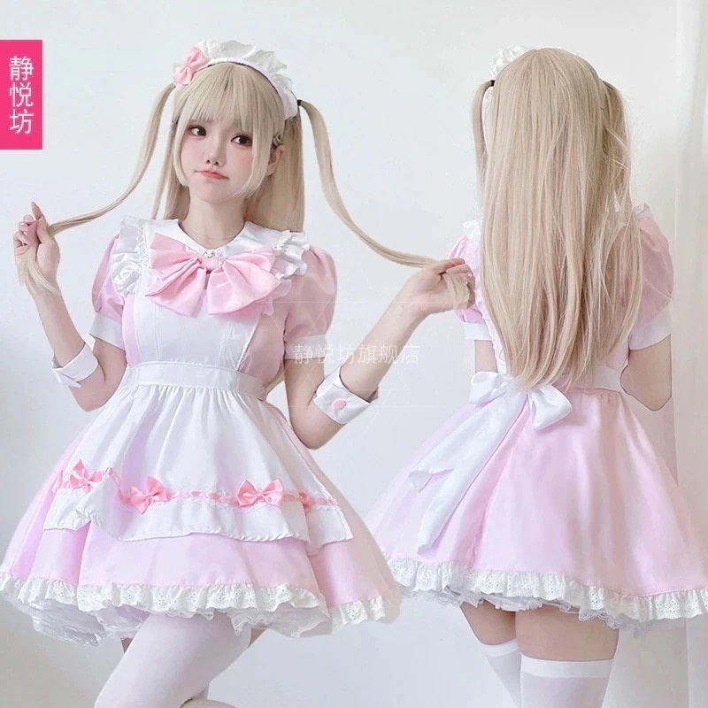 新规入荷続々 二次メイド ピンク ロリータスーツ ハロウィン コスプレ ナース衣装 アニメ ショートスカート メイド服