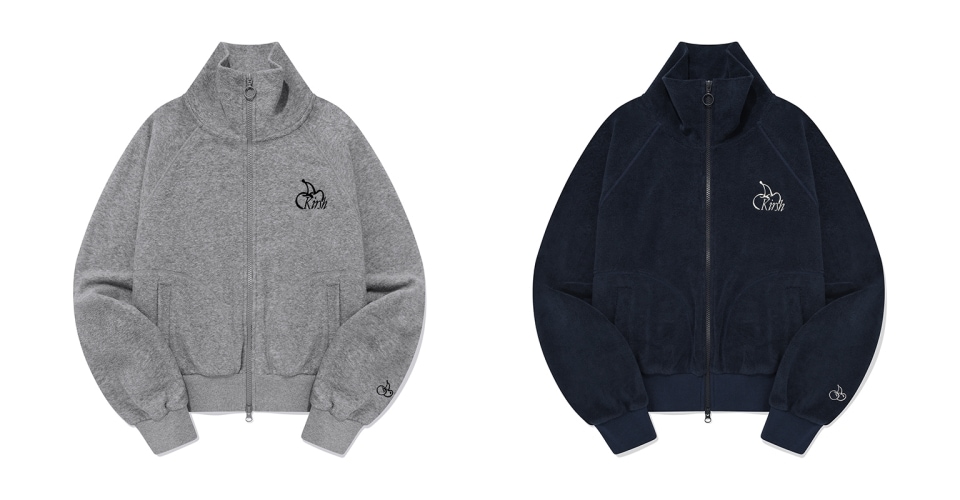 CHERRY TERRY HIGH NECK ZIP UP