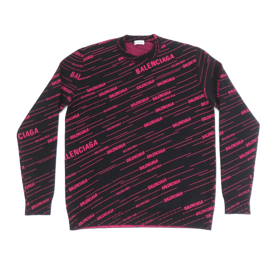 バレンシアガ BALENCIAGA ニット ウール/ポリエステル ブラック×ピンク メンズ 56209i